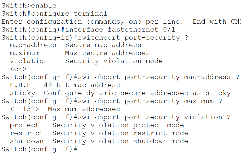 The switchport port-security command