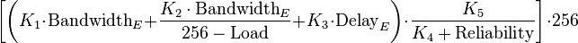 EIGRP metric calculation formula