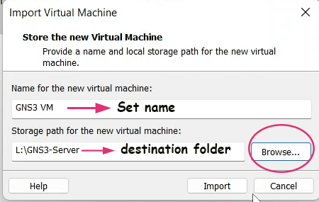 importing GNS3 server