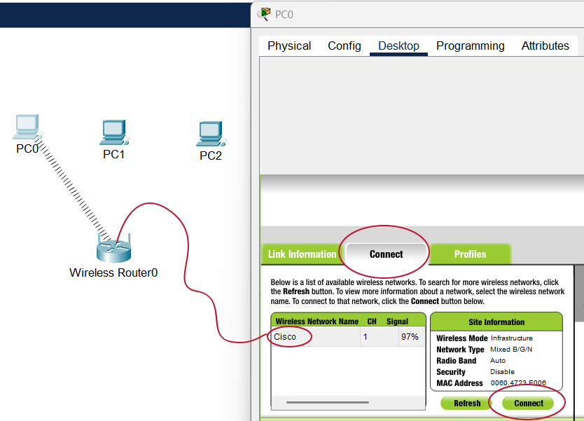 Connecting with the wireless router