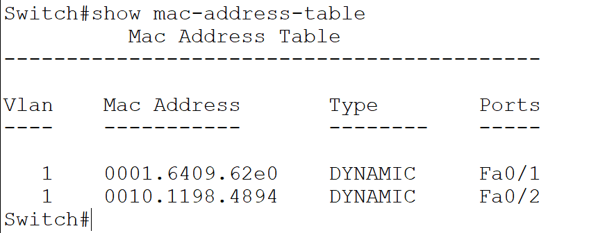 the show mac-address-table command