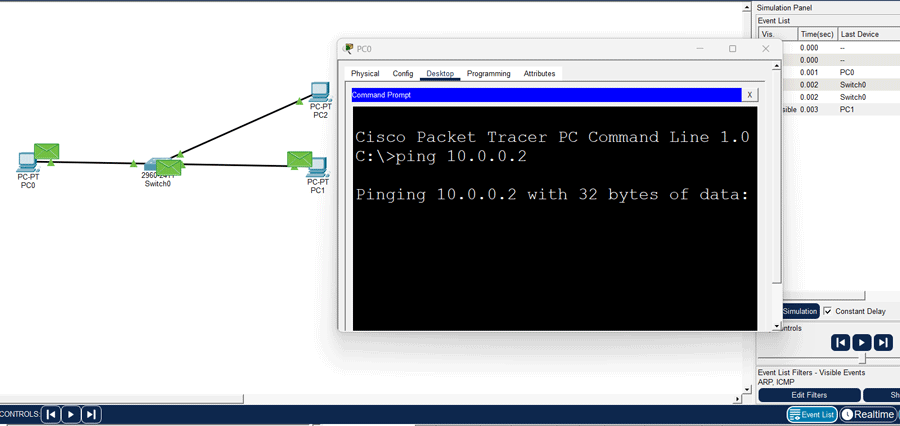 Testing the ping command