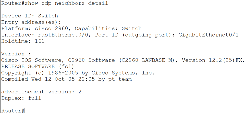 The show cdp neighbor detail command