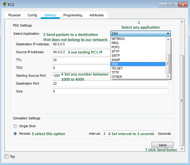 traffic generator settings