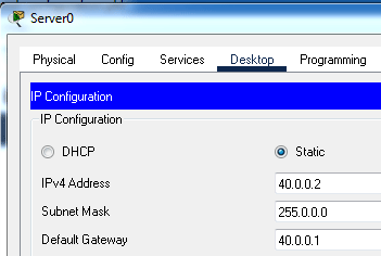 Static IP configuration on Server