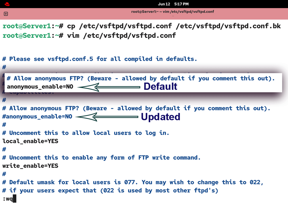 Anonymous enable no
