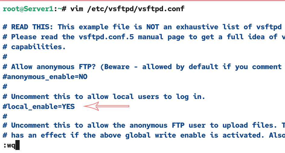 Disabling local login on the FTP server