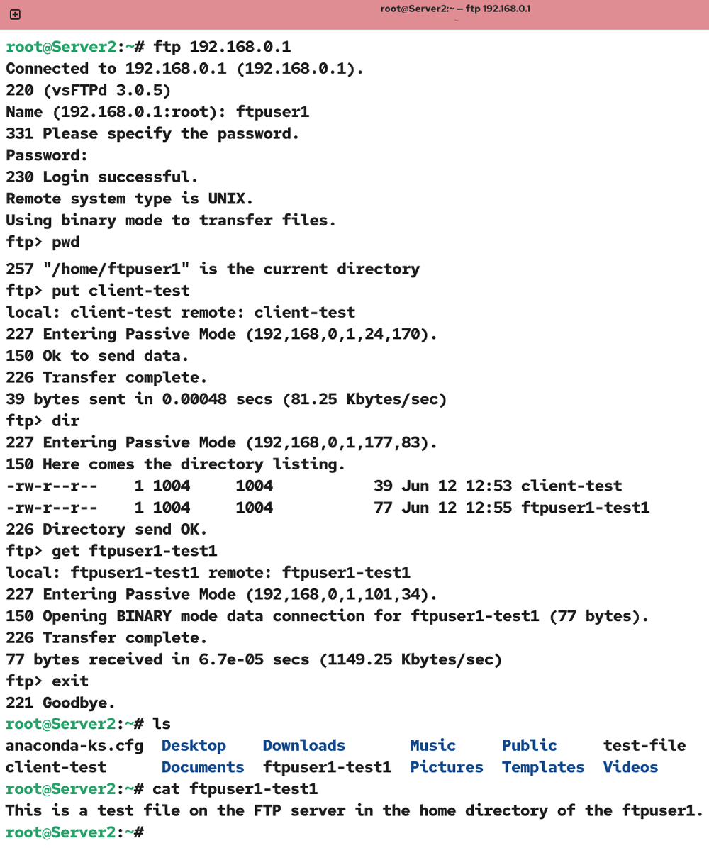 Testing on the FTP client