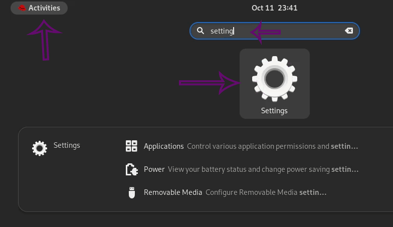 Settings option