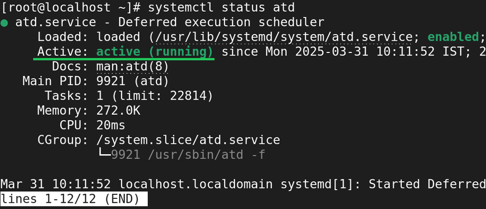 systemctl status atd