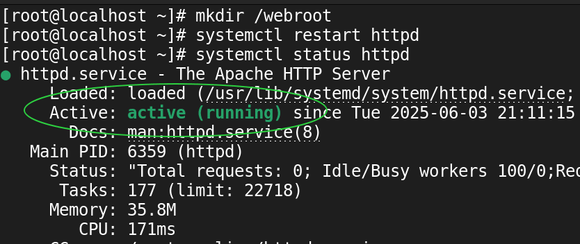 starting the httpd service