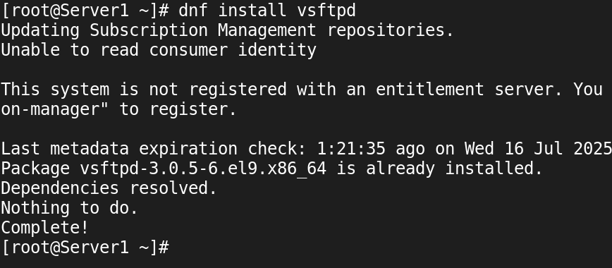 installing the ftp server