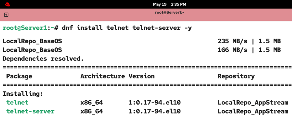 installing the telnet server