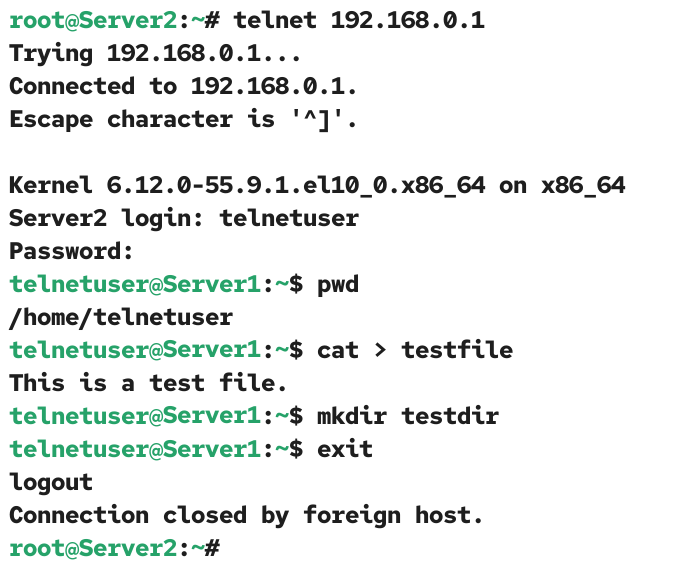 verifying the telnet server