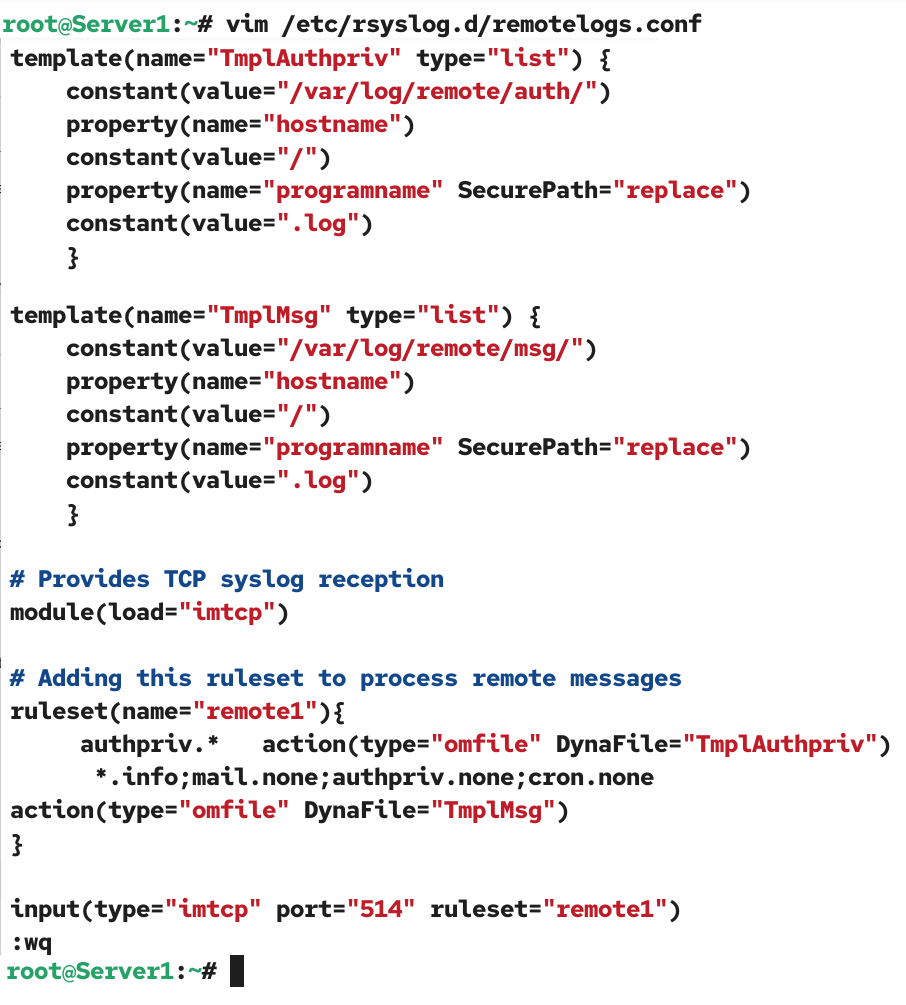 rsyslog server configuration