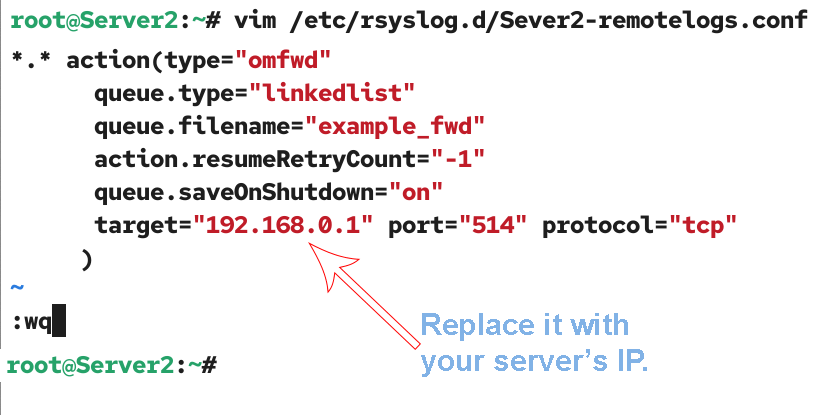 the rsyslog client configuration