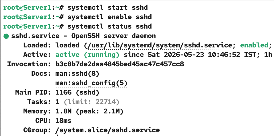 Starting the SSH service