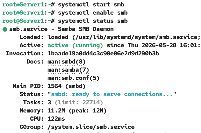 Starting SMB service