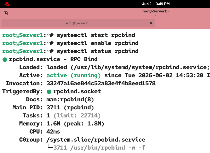 starting the rpcbind service