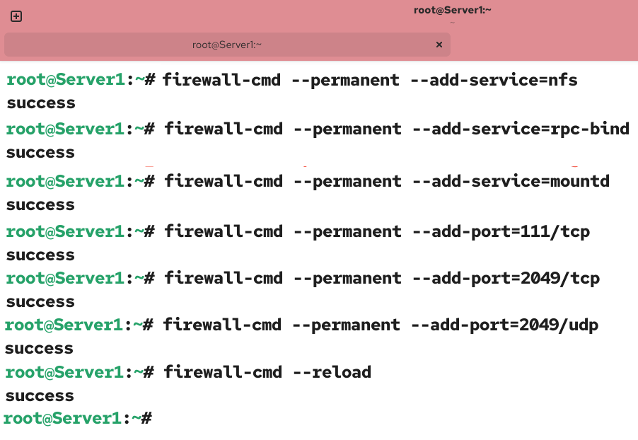Allowing the nfs service through the firewall