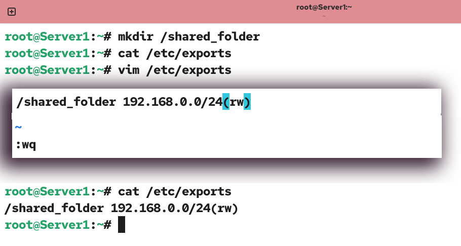 Sharing directories via nfs