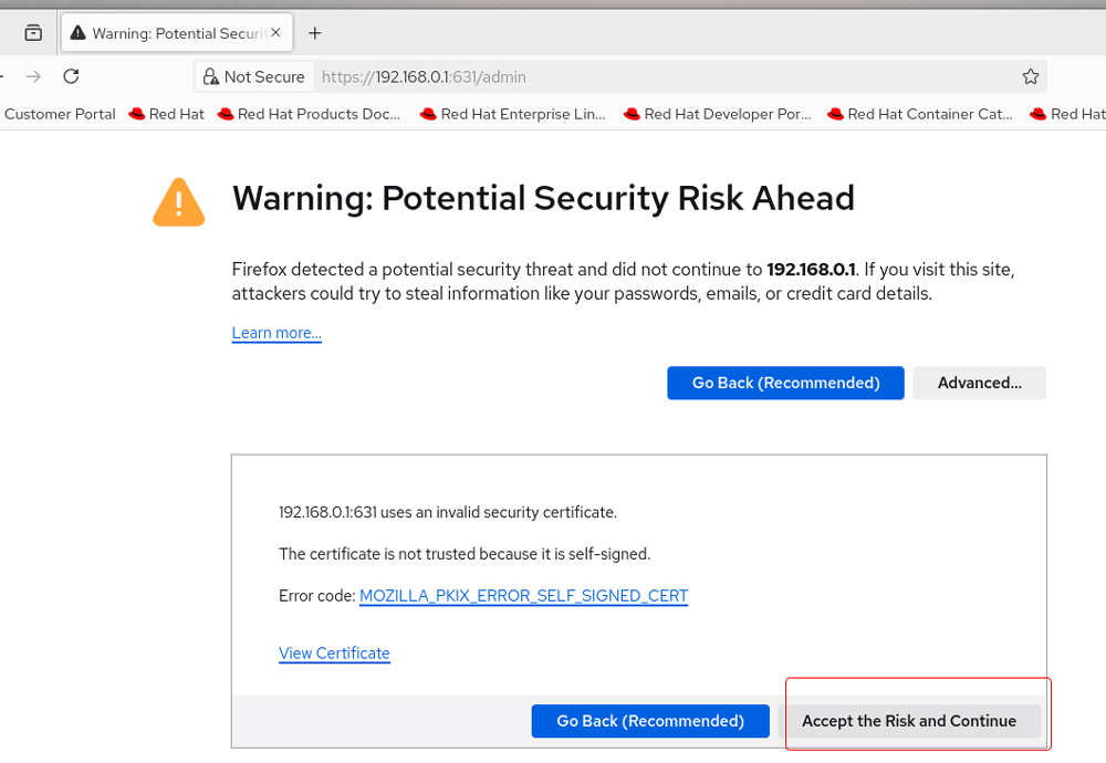 Security warning