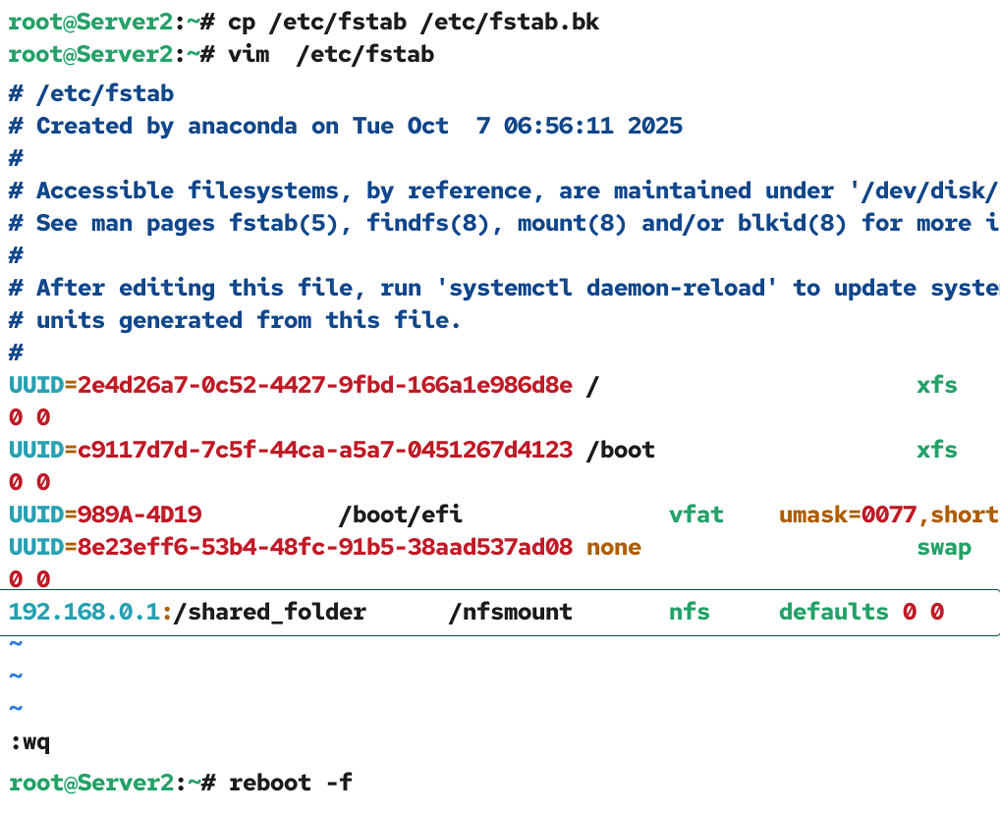 The fstab entry