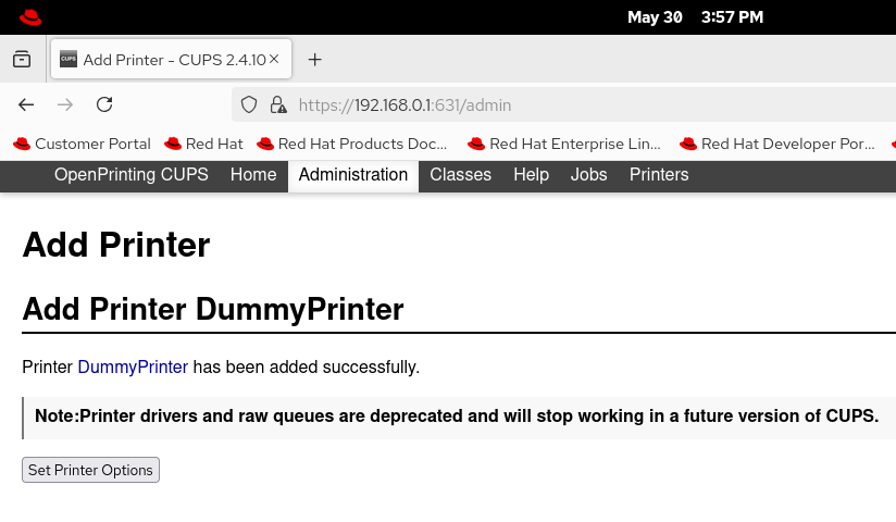 Set pritner option
