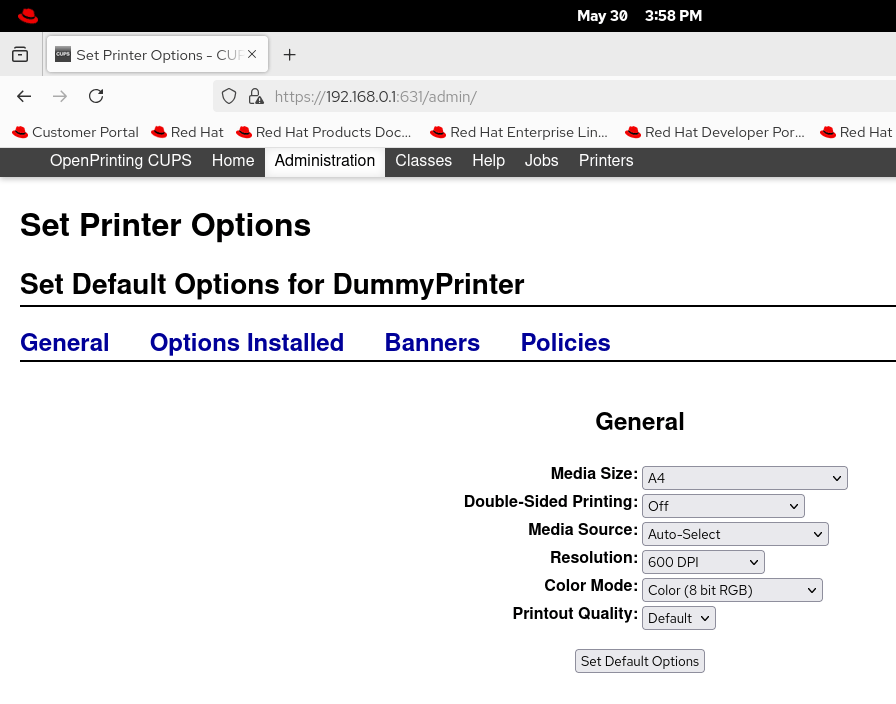 Printer options