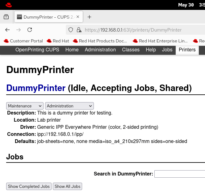 listing printer