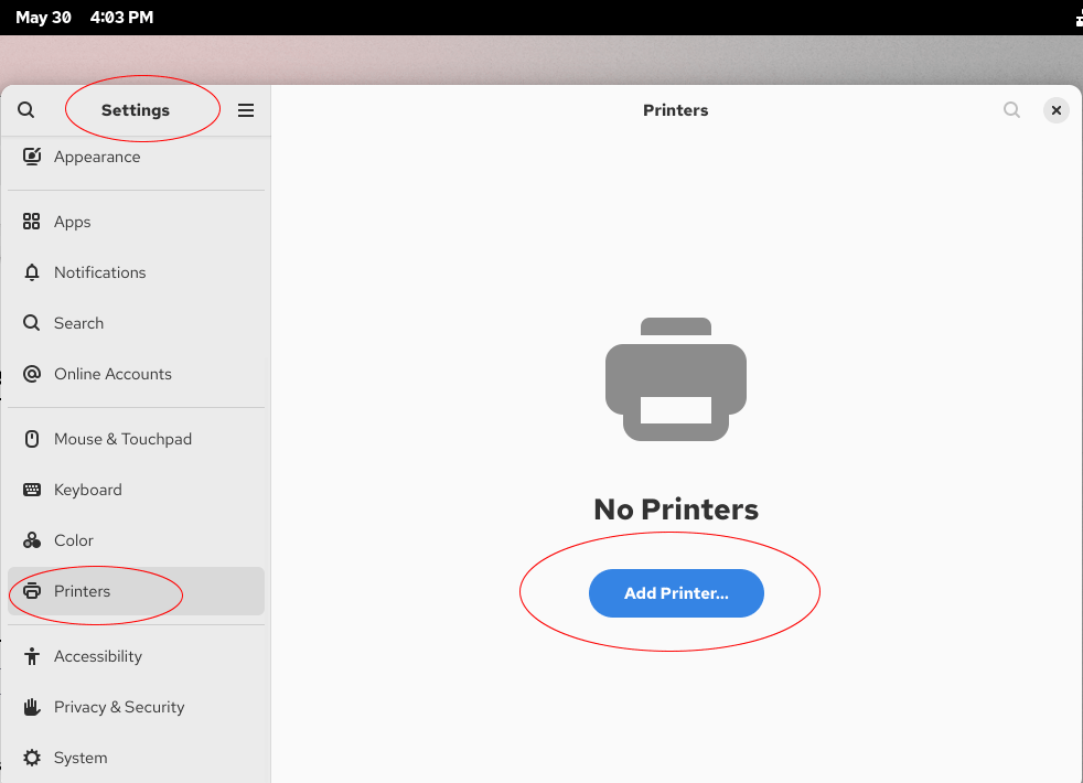 Installing printer on the client