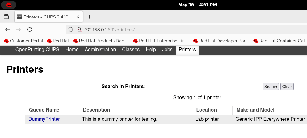 Verifying the printer