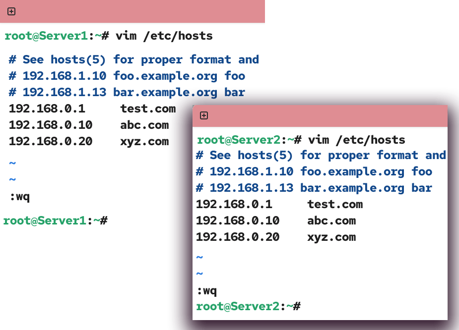 Updating the hosts files