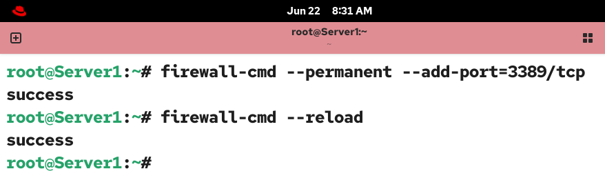 Opening the port in the firewall