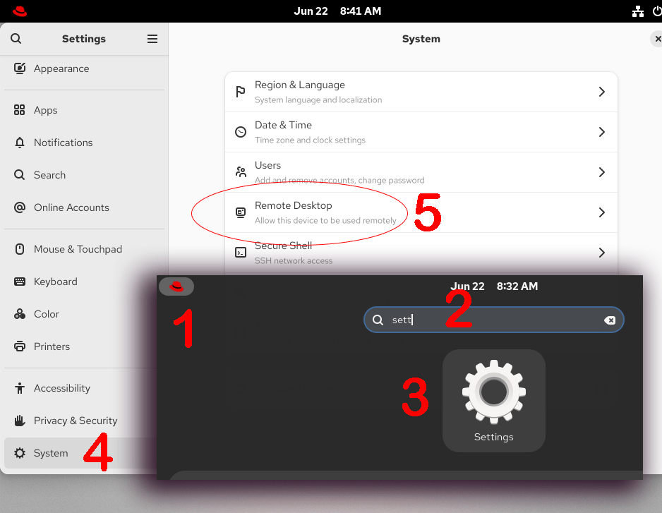 Remote desktop setting