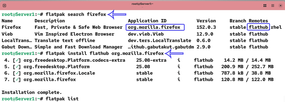 Installing Flatpak applications