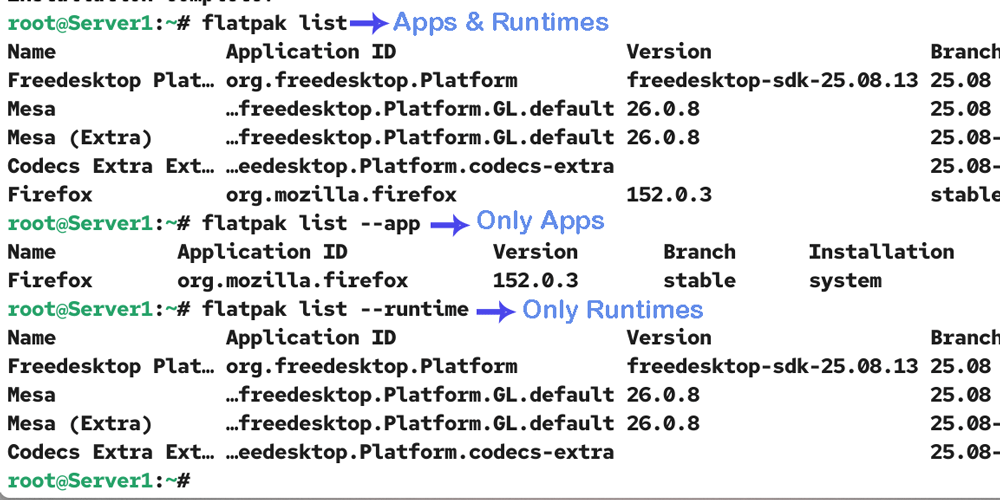 Viewing installed Flatpak applications