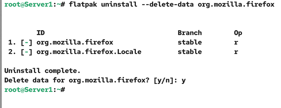 Deleting a flatpak application