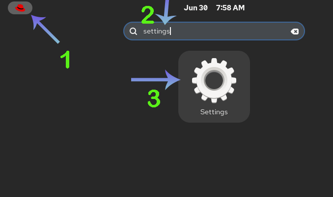 Opening settings