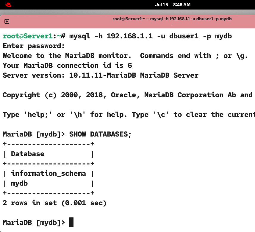 Verify MariaDB configuration