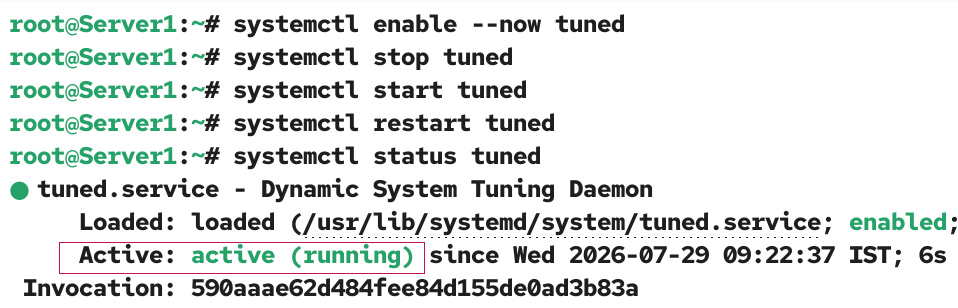 Managing tuned service