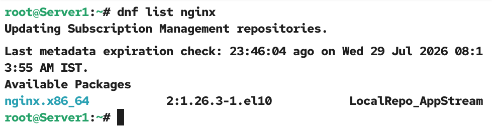 Listing nginx package