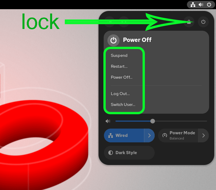 The screen lock option
