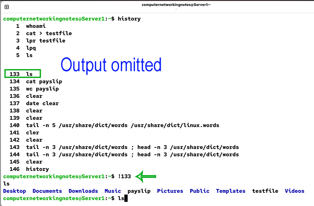Command history