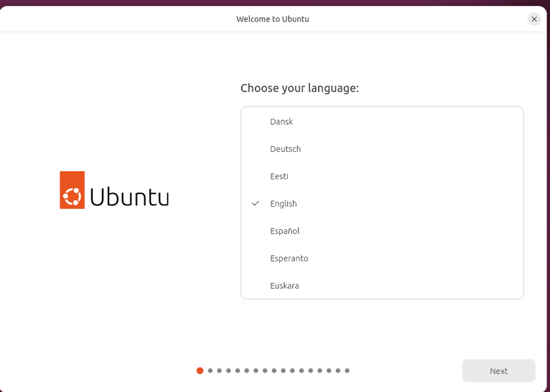 Selecting language