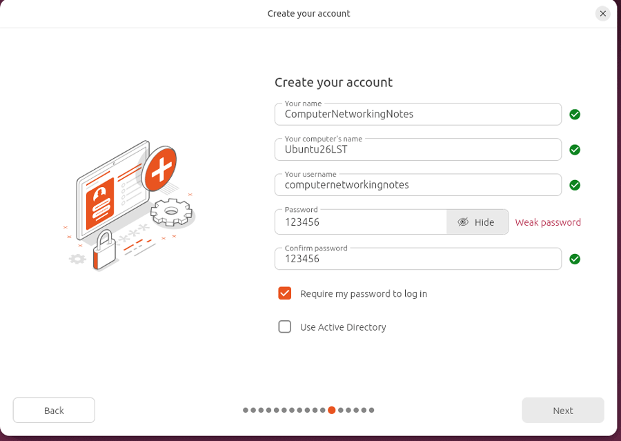 Creating a user account