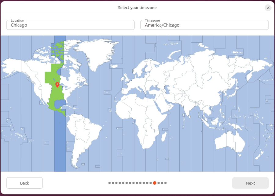 Selecting a time zone