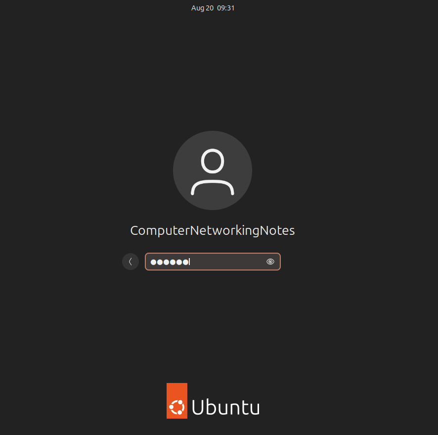 Login screen