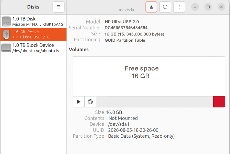 Selecting disk
