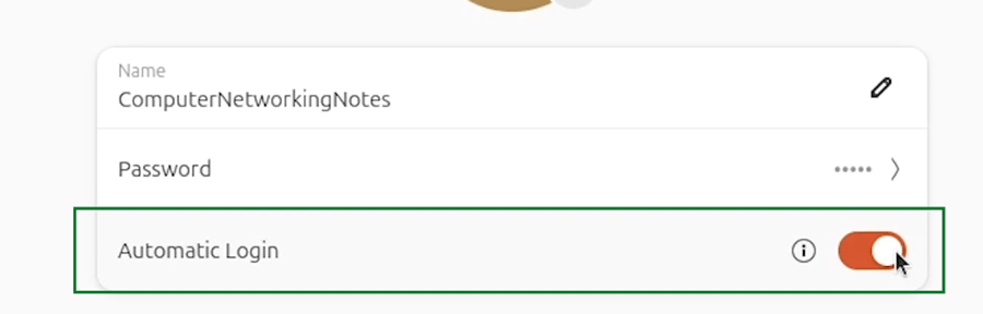 Automatic login option